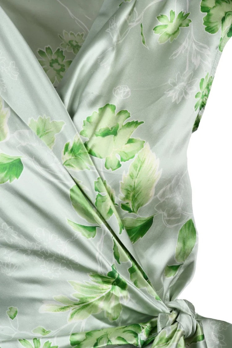 Marella Green Crossover Silk Satin Women Top