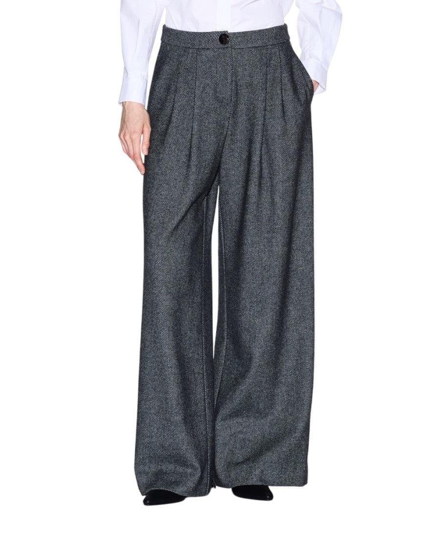 Armani Exchange High-Waisted Wool Blend Front Pleats Pants