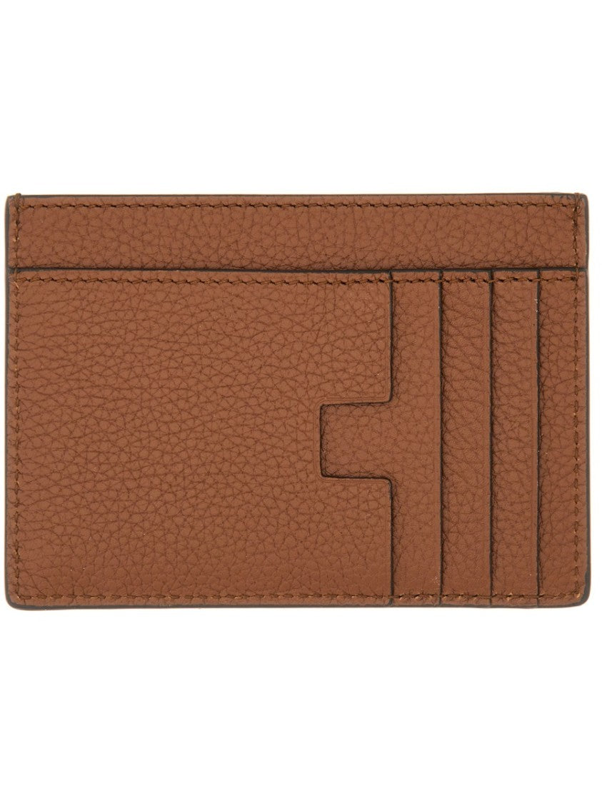 Tom Ford Textured Brown Calf Leather Card Holder