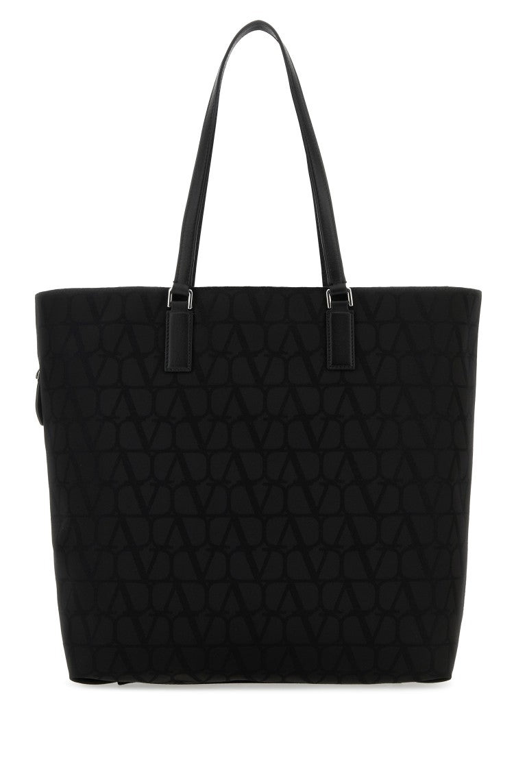 Valentino Garavani Structured Black Tote Bag With Textured Surface