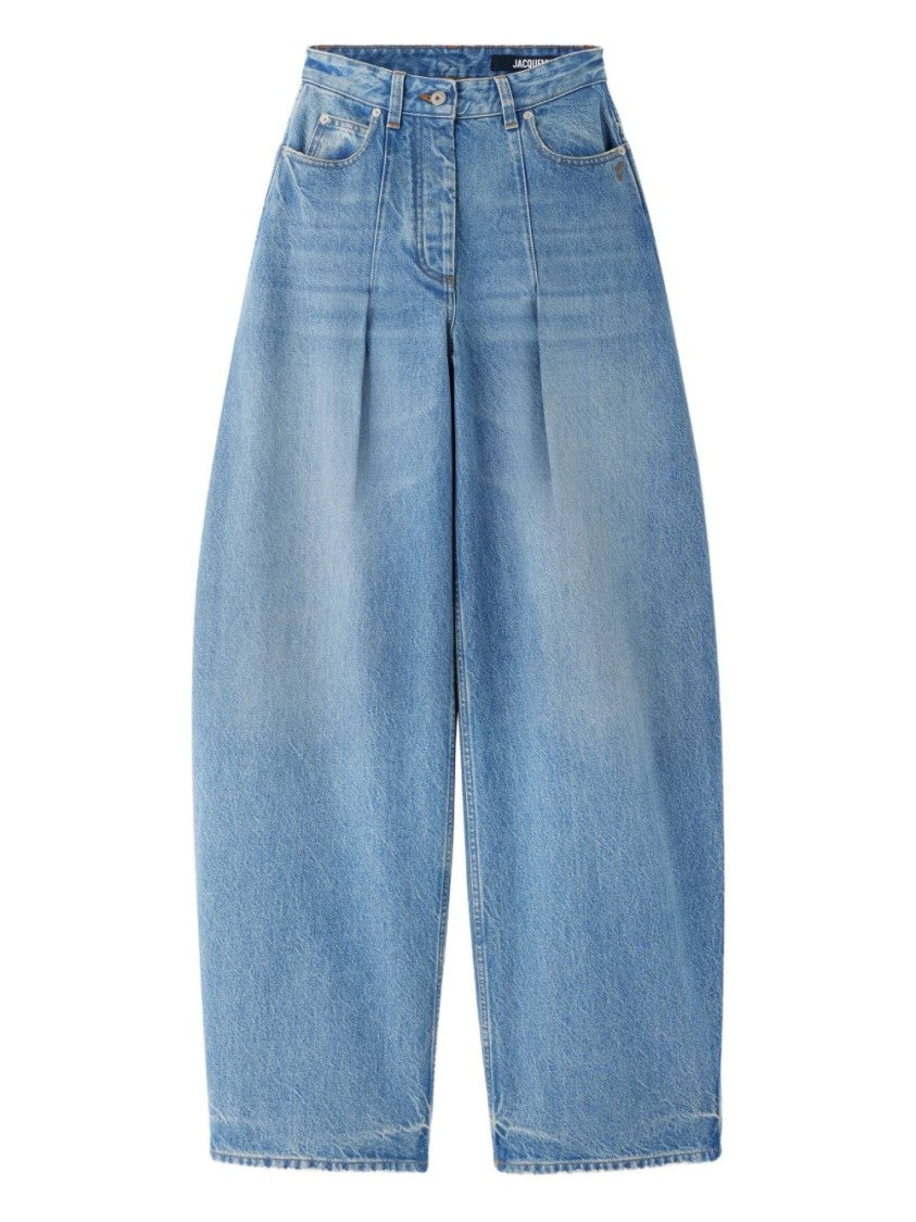 Jacquemus Light Blue Pleated Front Jeans