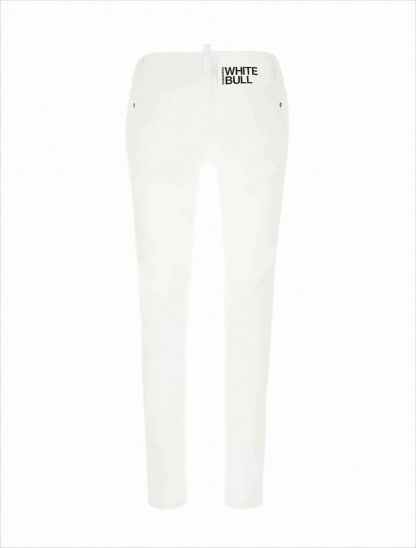 Dsquared2 Slim-Fit White Denim Pants With Design