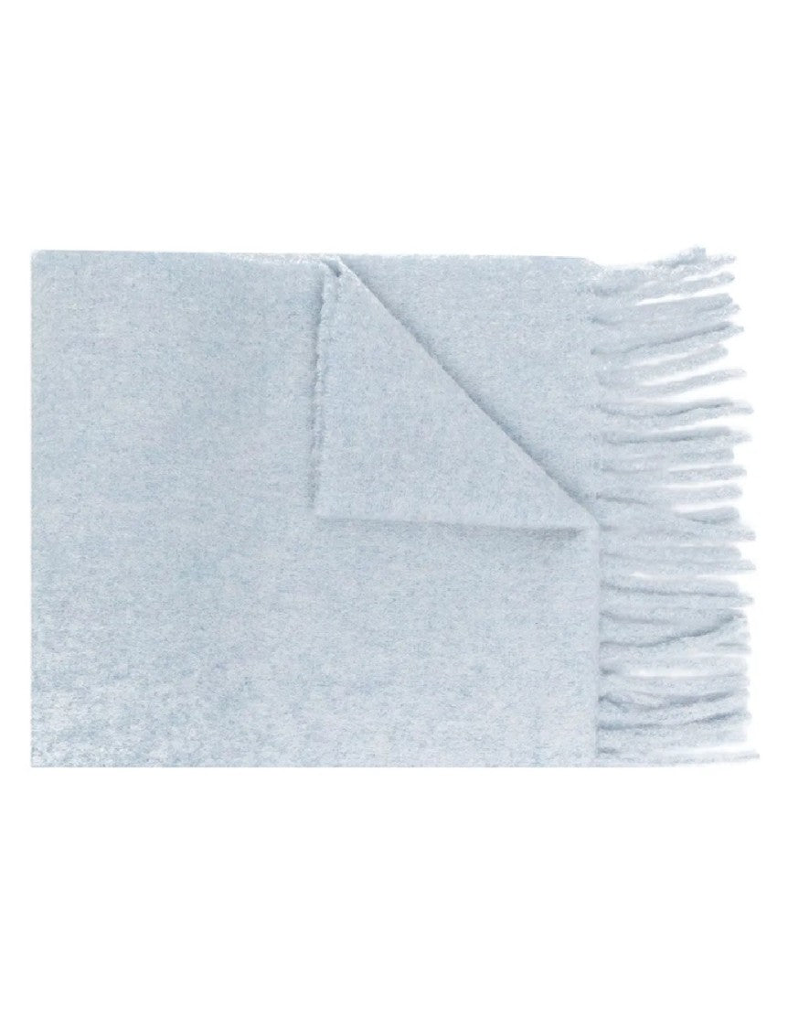 Marni Light Blue Alpaca-Blend Scarf With Fringed Ends