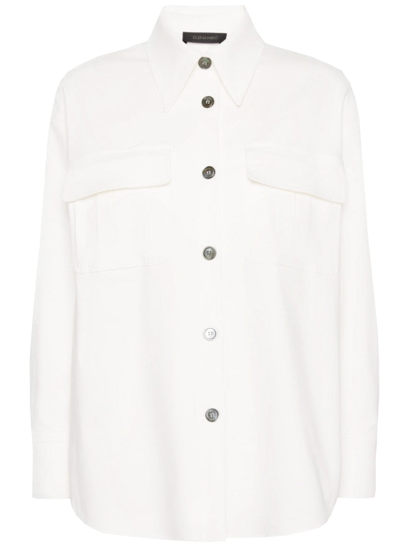 Elena Miro` Loose-Fitting Long-Sleeved Flap Pocket Shirt