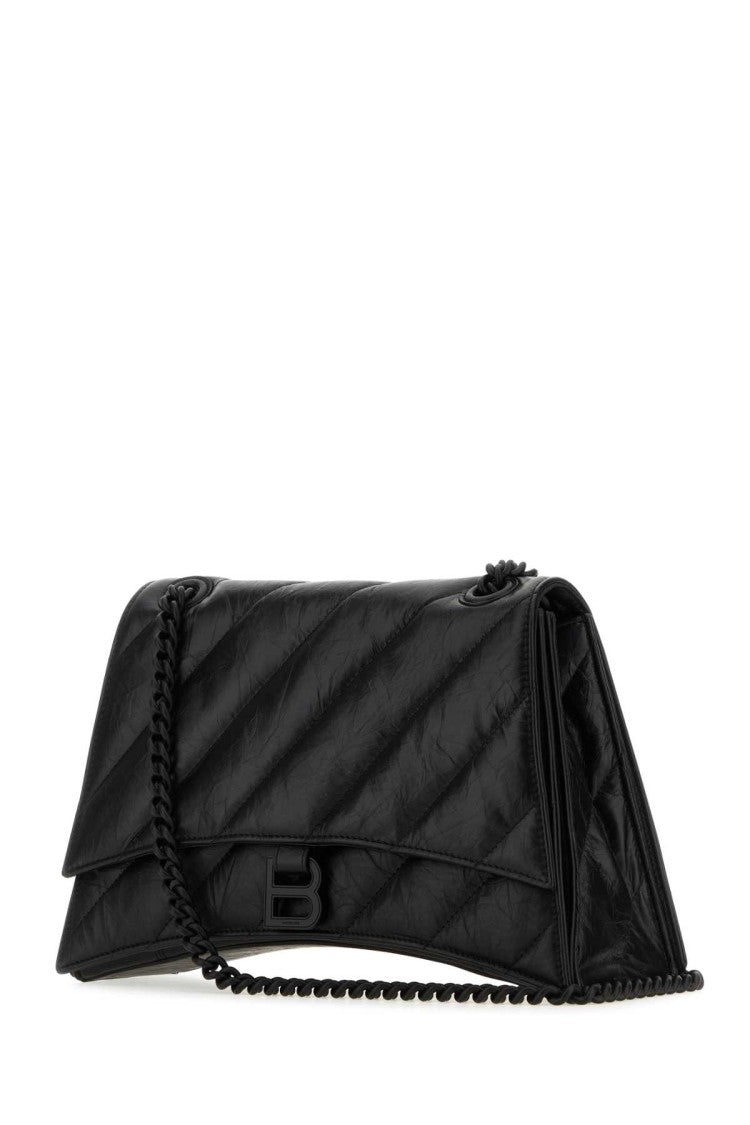 Balenciaga Black Leather Crush M Shoulder Bag