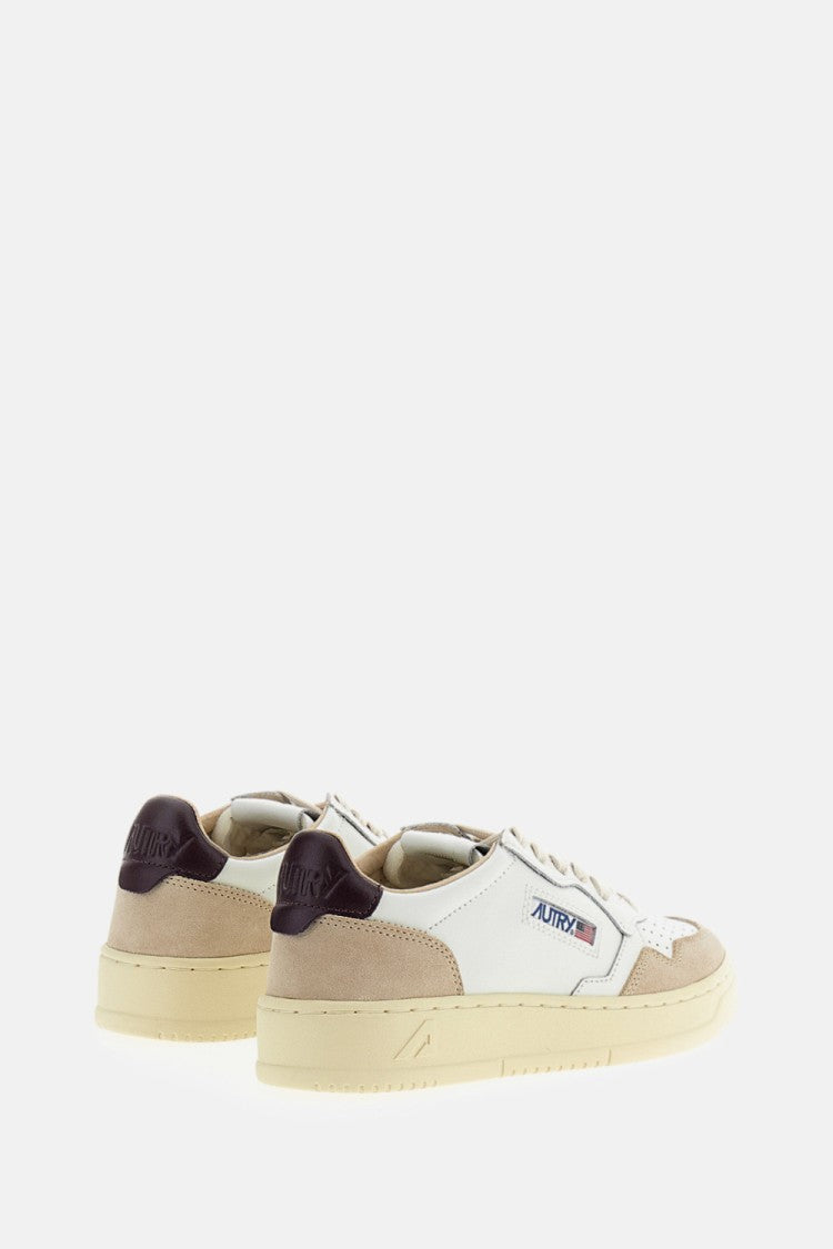 Autry Medalist Low Suede-Trim Leather Sneakers