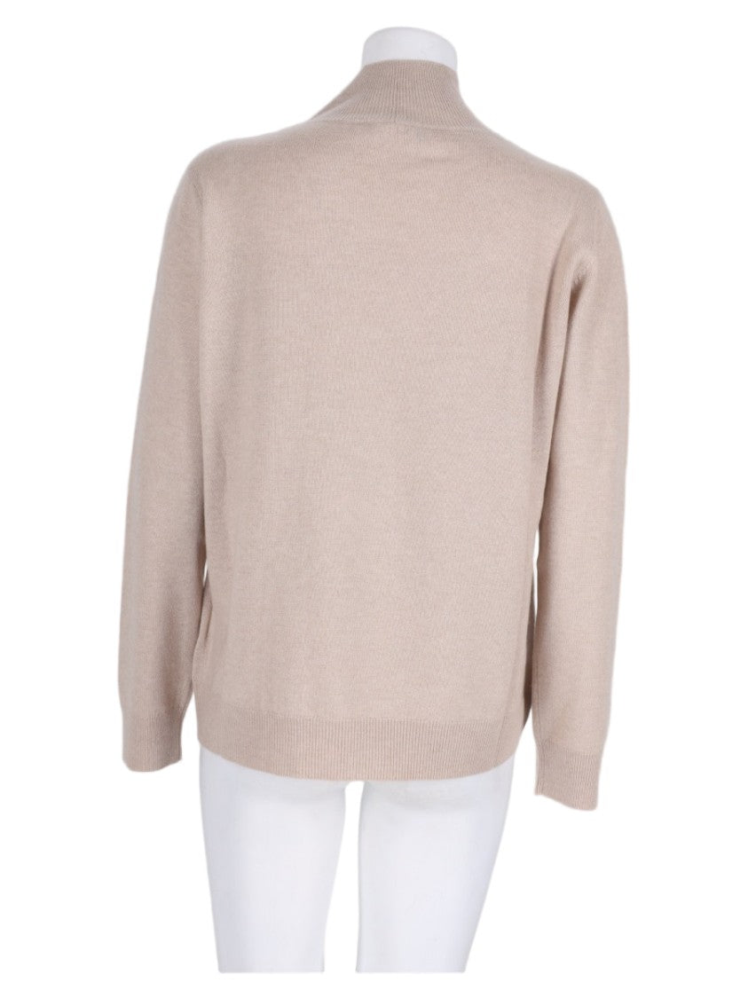 Fabiana Filippi Beige Gathered Knit Virgin Wool-Blend Sweater