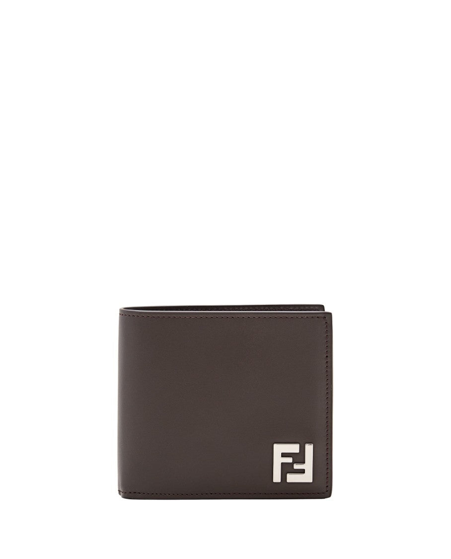 Fendi Brown Ff Jacquard Billfold Wallet With Metal Logo