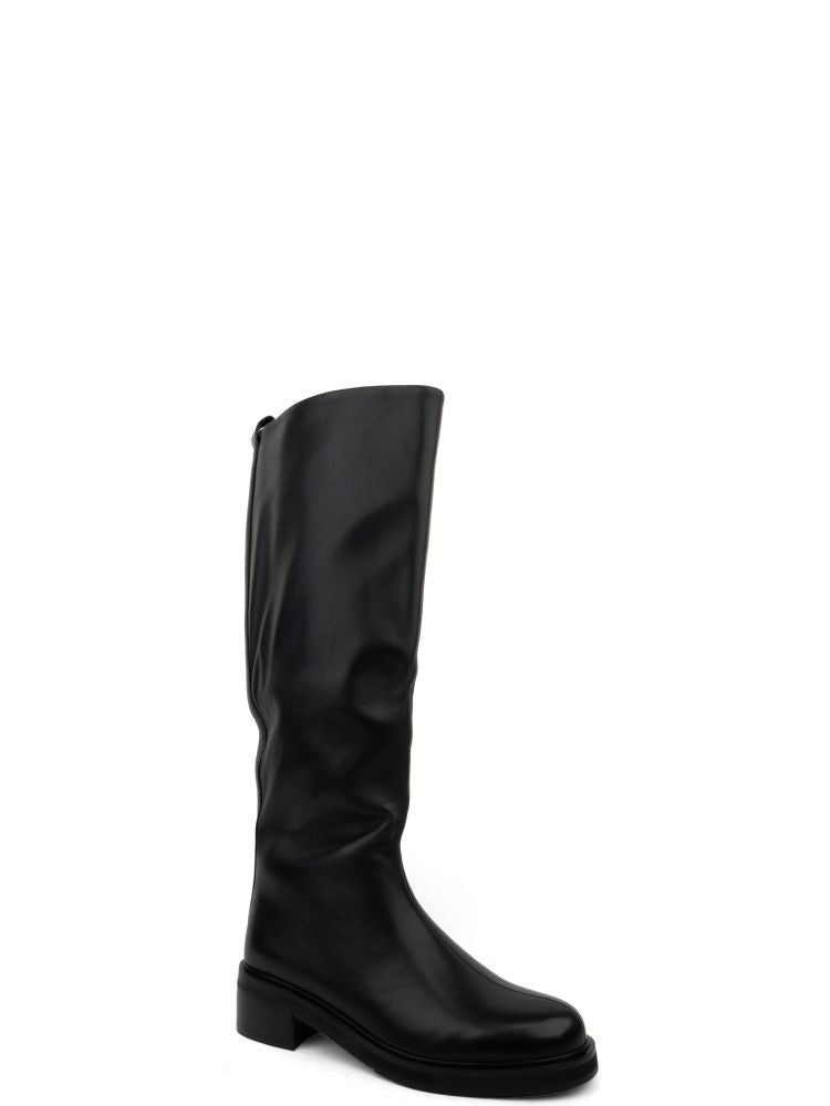 Adrianna Feretti Black Sleek Minimalist Side Zip Long Leather Boots