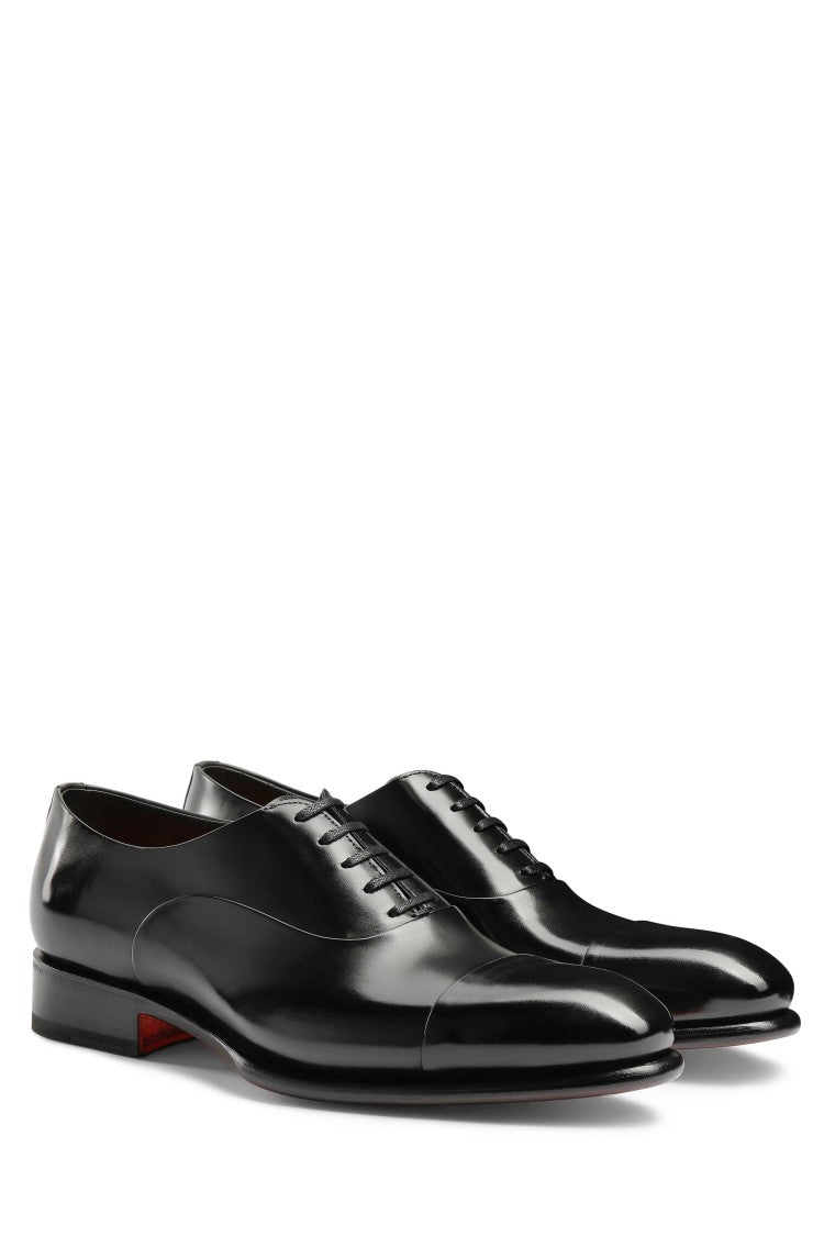 Santoni Isaac Model Antiqued Leather Oxford Shoes