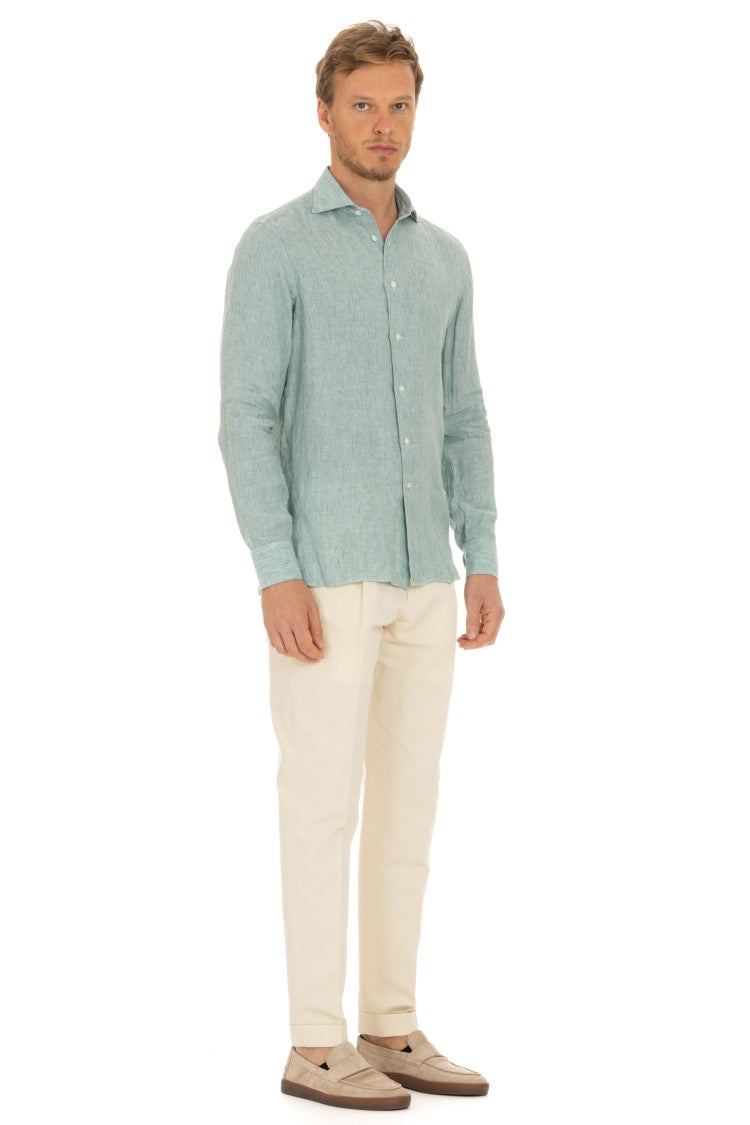 Borriello Solid Delavè Linen Tailored Shirt
