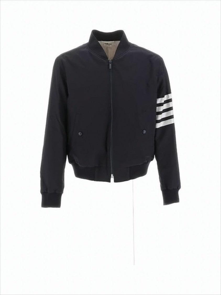 Thom Browne Cropped Bomber Jacket With Structured Finish