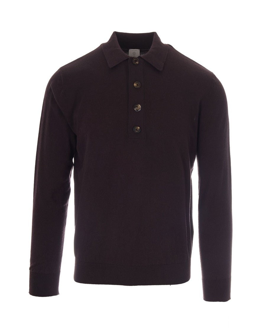 Eleventy Long Sleeve Polo Shirt With Four-Button Placket