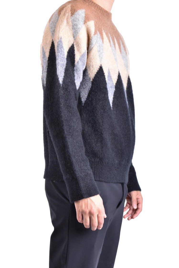 Laneus Diamond Pattern Knitwear In Earthy Tones