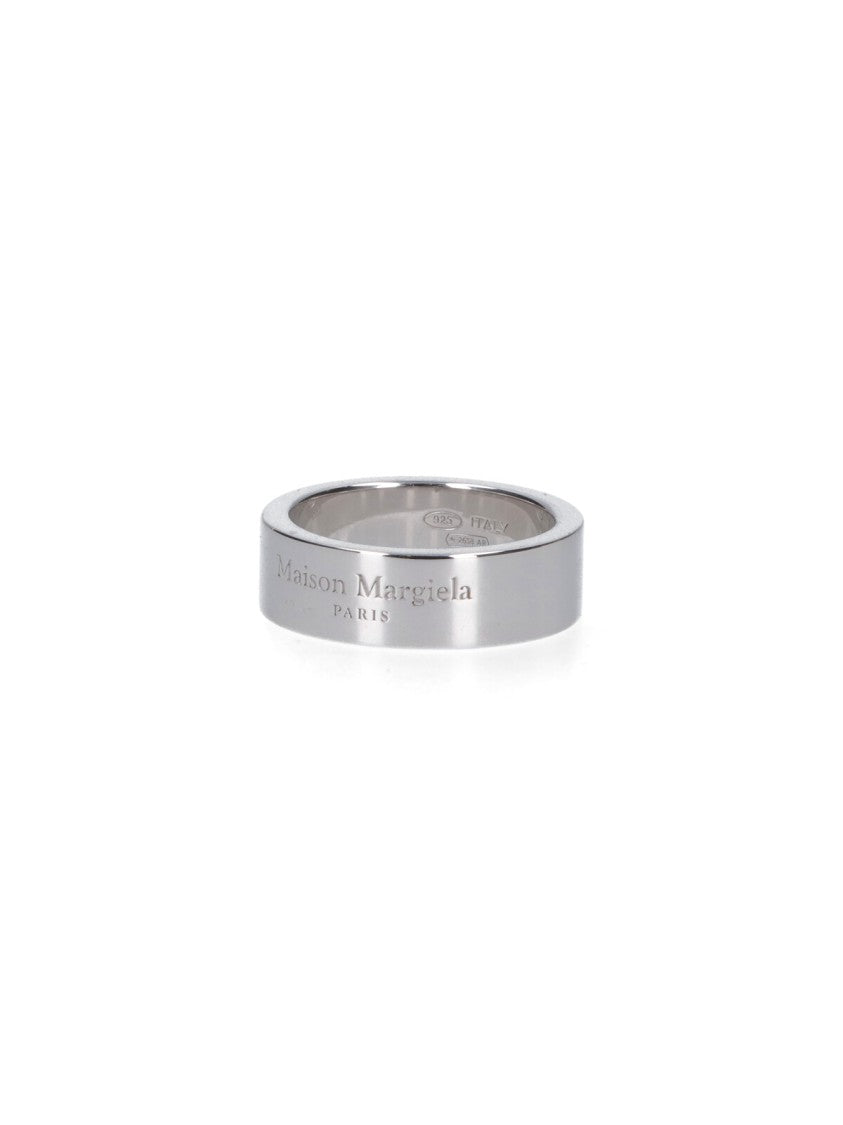 Maison Margiela Circular Sterling Silver Ring With Engraved Logo