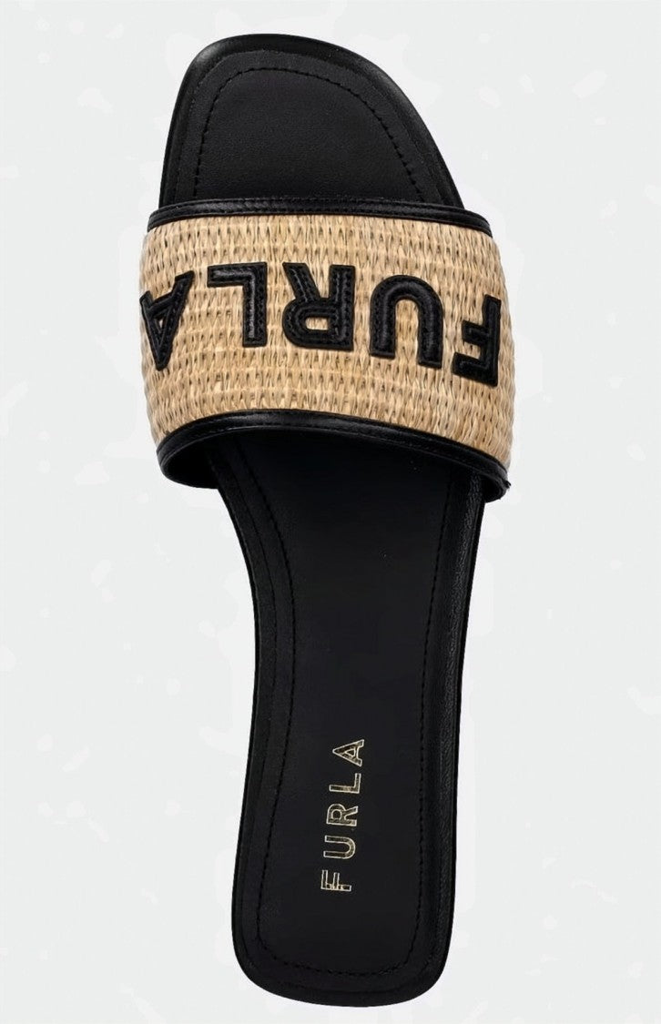 Furla Rubber Sole Natural Leather Lined Flippers
