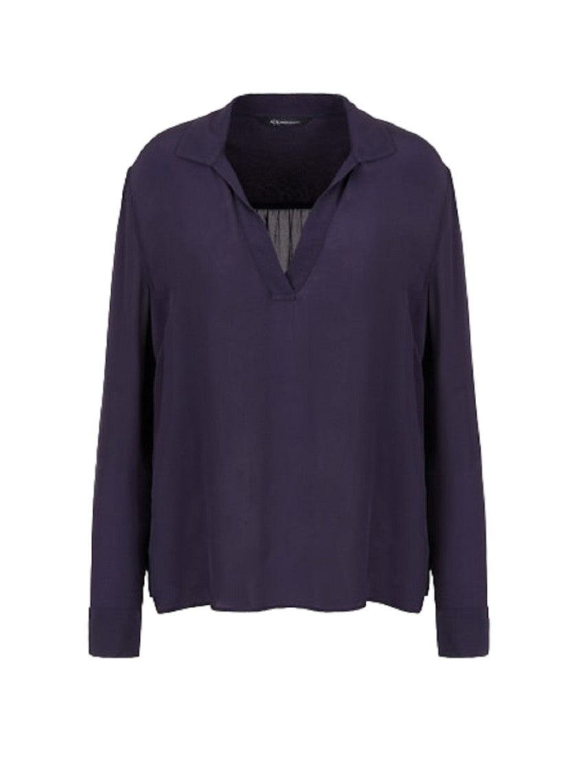 Armani Exchange Long-Sleeved Viscose Crepe Shirt With Classic Collar