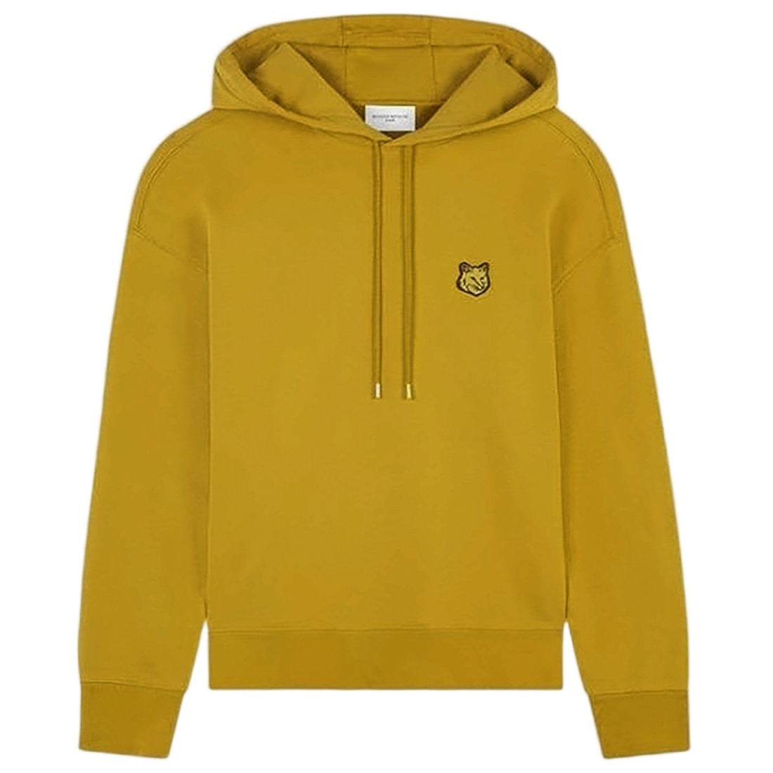 Maison Kitsuné Mustard Yellow Pullover Hoodie With Embroidered Logo