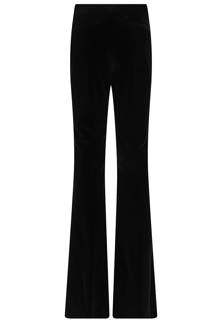 Etro Refined Black Cotton Velvet Flared Trousers