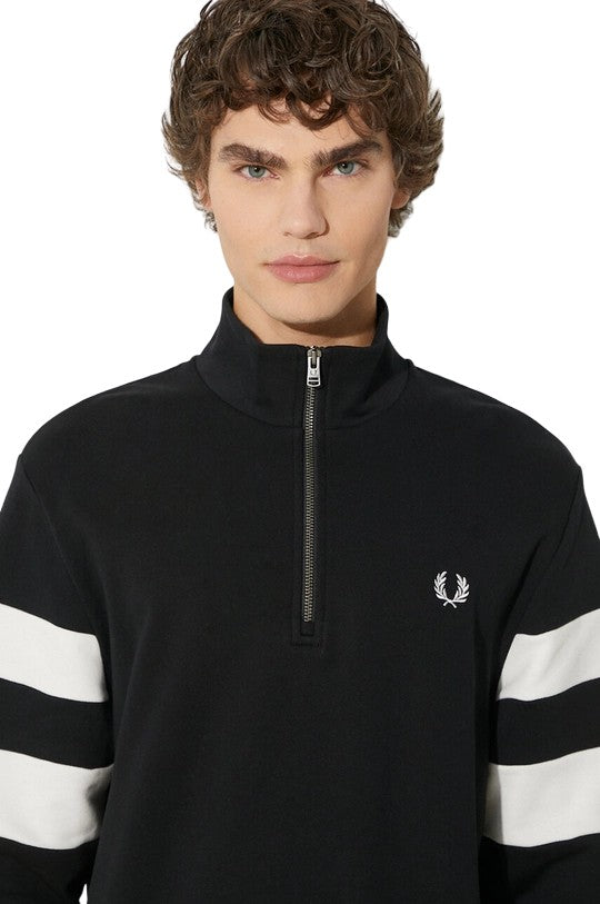 Fred Perry Black Hoodie With High Collar