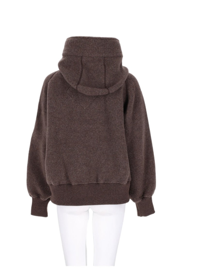 Canada Goose Brown Zip-Front High Collar Wool-Blend Sweatshirt