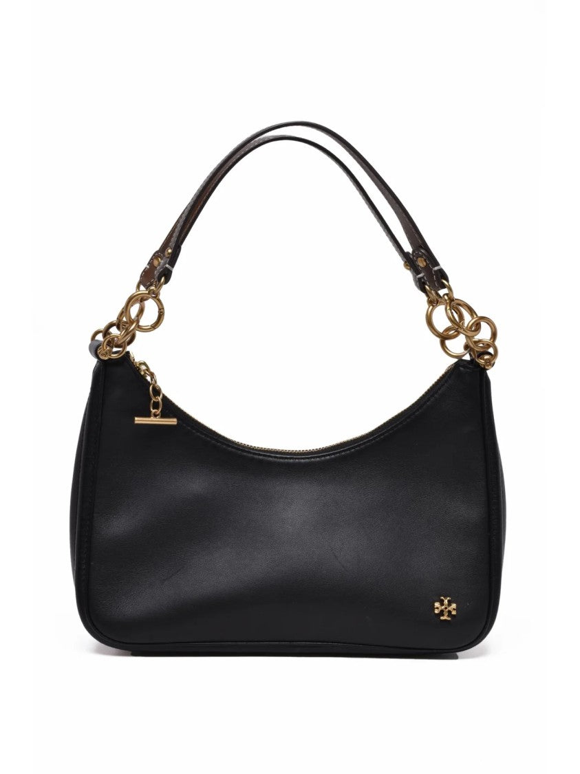 Tory Burch Black Leather Crescent Handbag