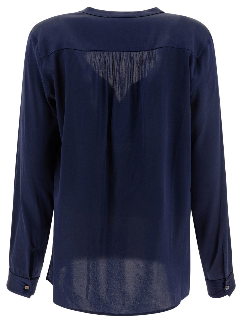 F.It Silk Blend Blouse With V-Neckline