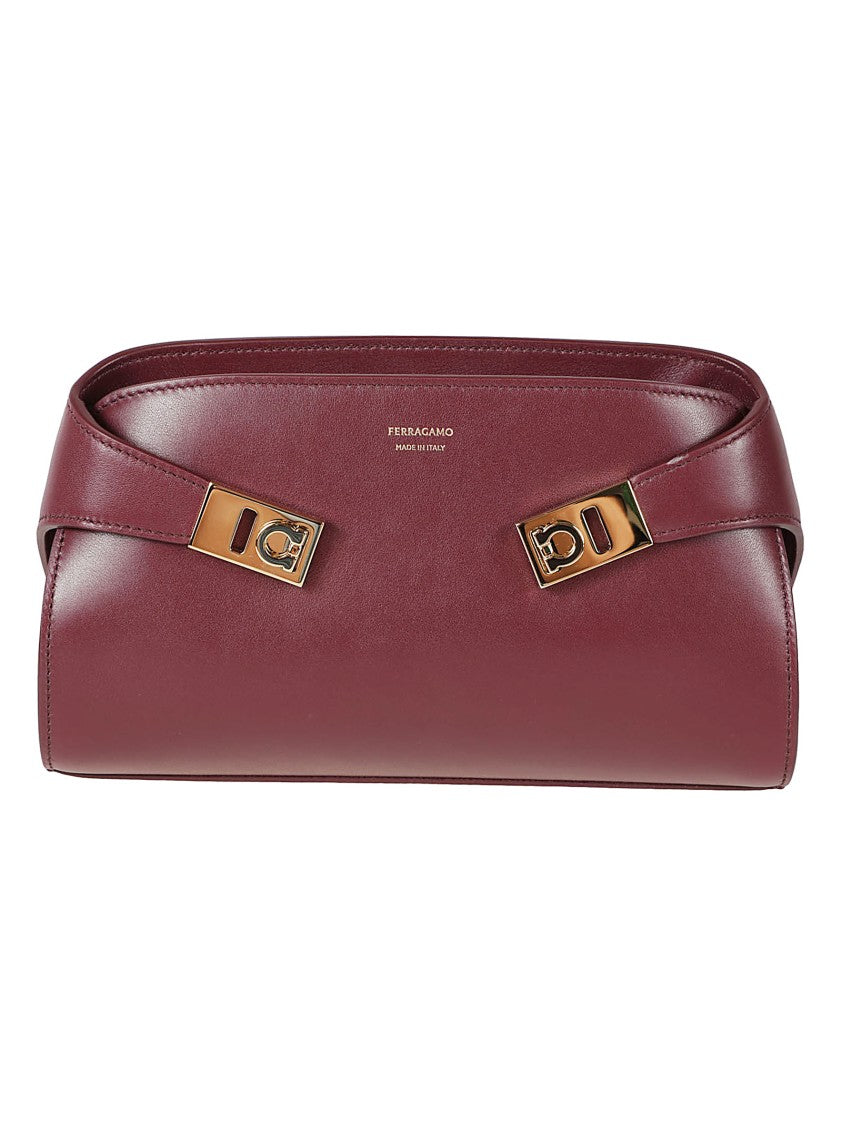 Ferragamo Structured Handbag With Gold-Tone Accents And Clean Lines