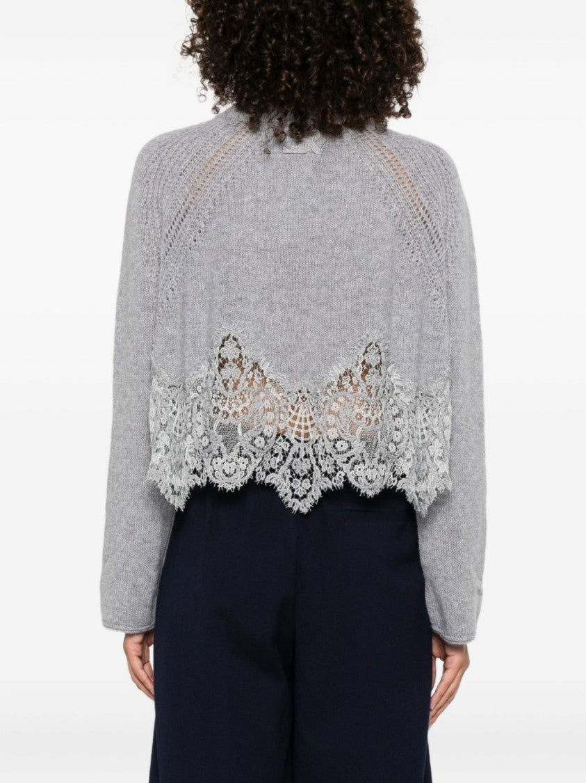Ermanno Scervino Cashmere Sweater With Lace Trim