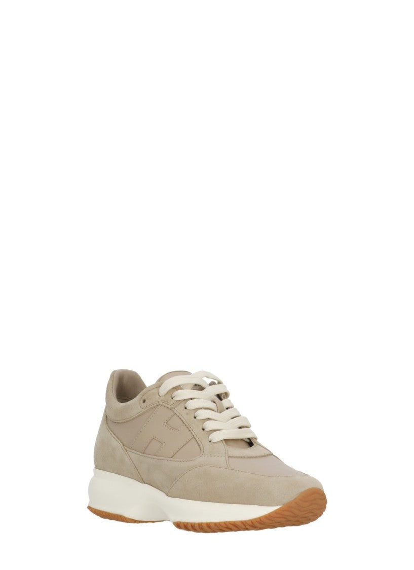 Hogan Beige Interactive Suede Leather Sneakers
