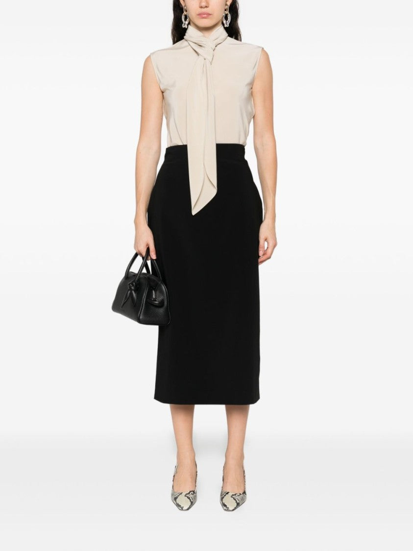 Alberta Ferretti High-Waisted Black Midi Pencil Skirt