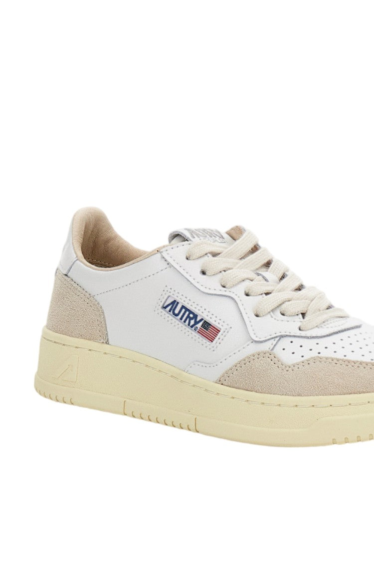 Autry White Medalist Low Leather Suede Sneakers