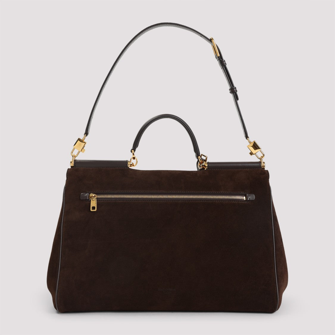 Dolce & Gabbana Structured Suede Handbag With Gold-Tone Accents