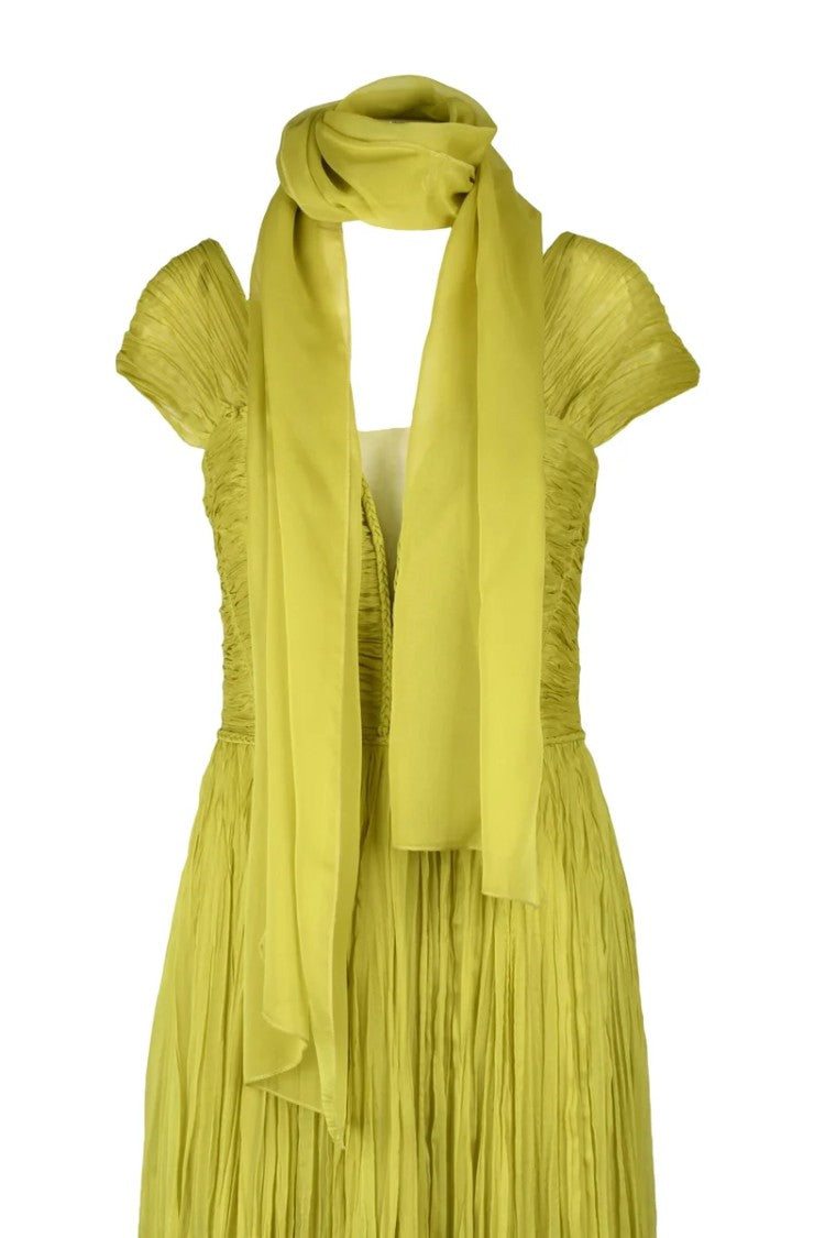 4 Meta Pleated Maxi Dress - Acid Green