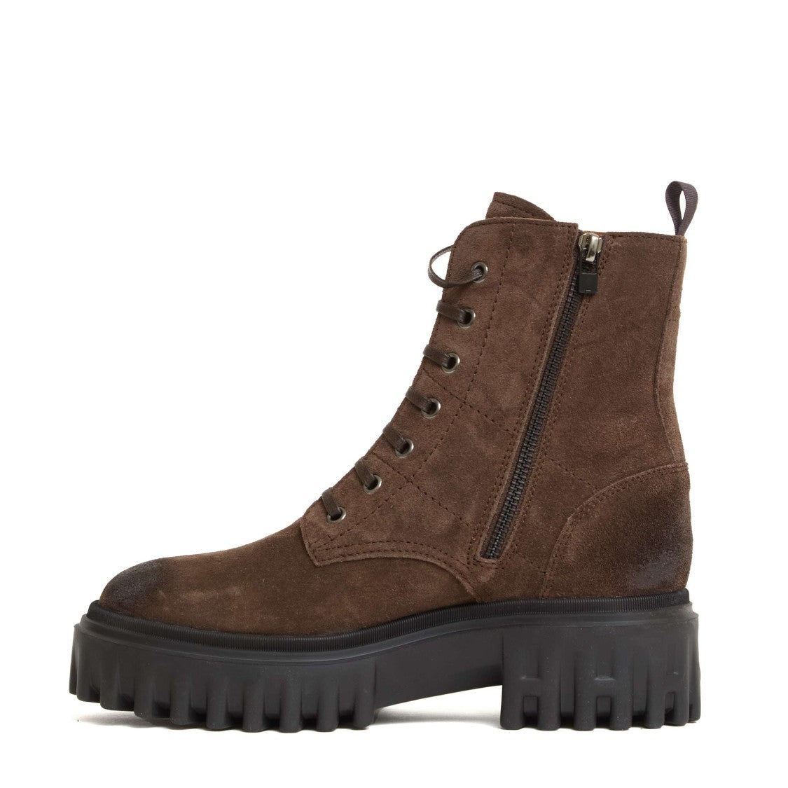 Hogan Brown Suede Ankle Boots With Leather Detailing