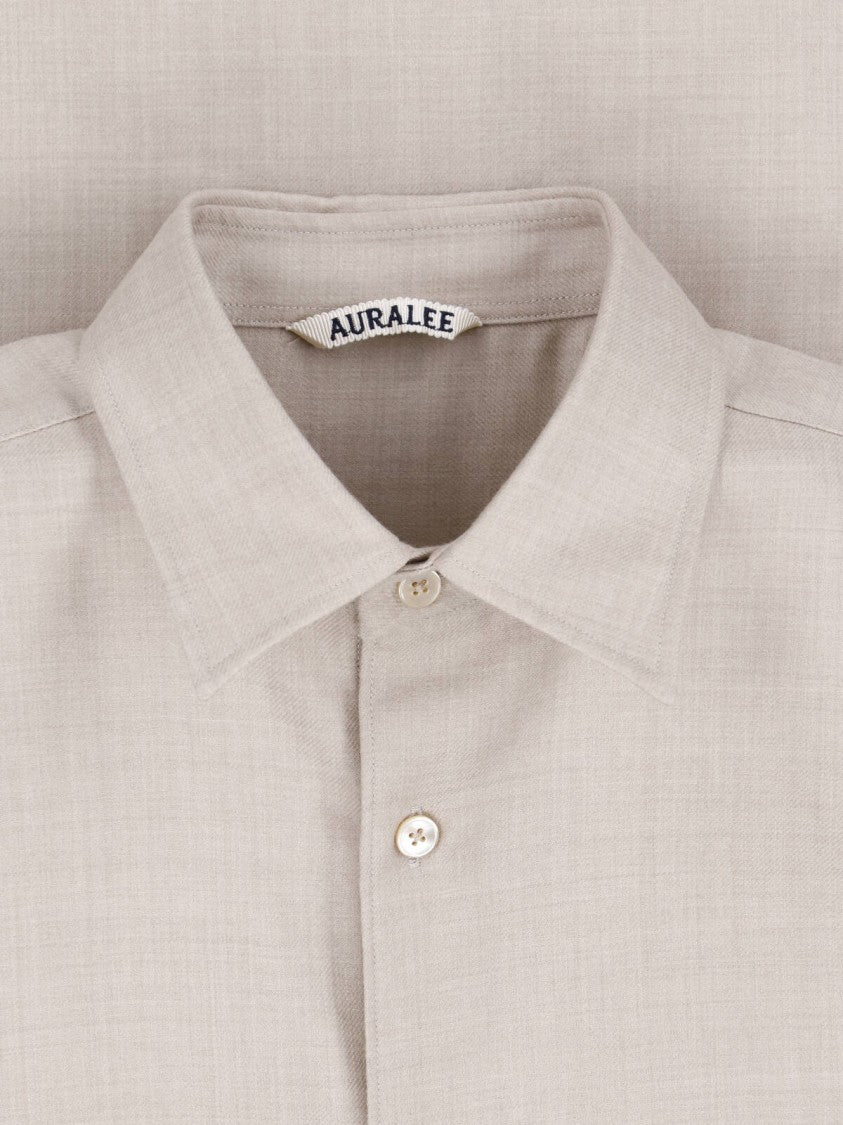 Auralee Beige Wool Long-Sleeve Shirt