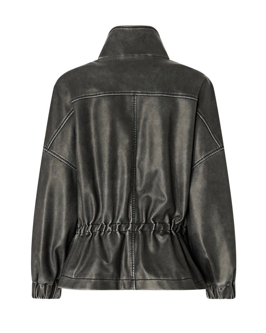 Pinko Oversized Aged Effect Coated Fabric Caban Jacket