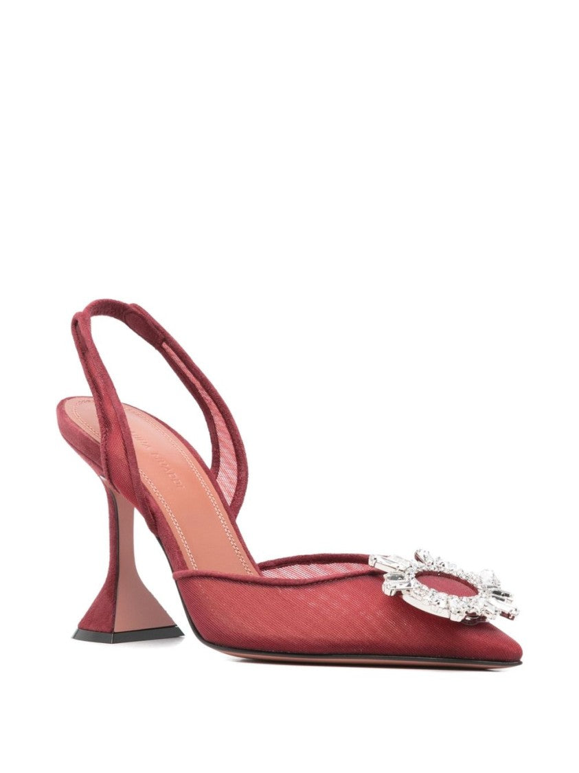 Amina Muaddi Ruby Mesh Sandals With Starburst Brooch