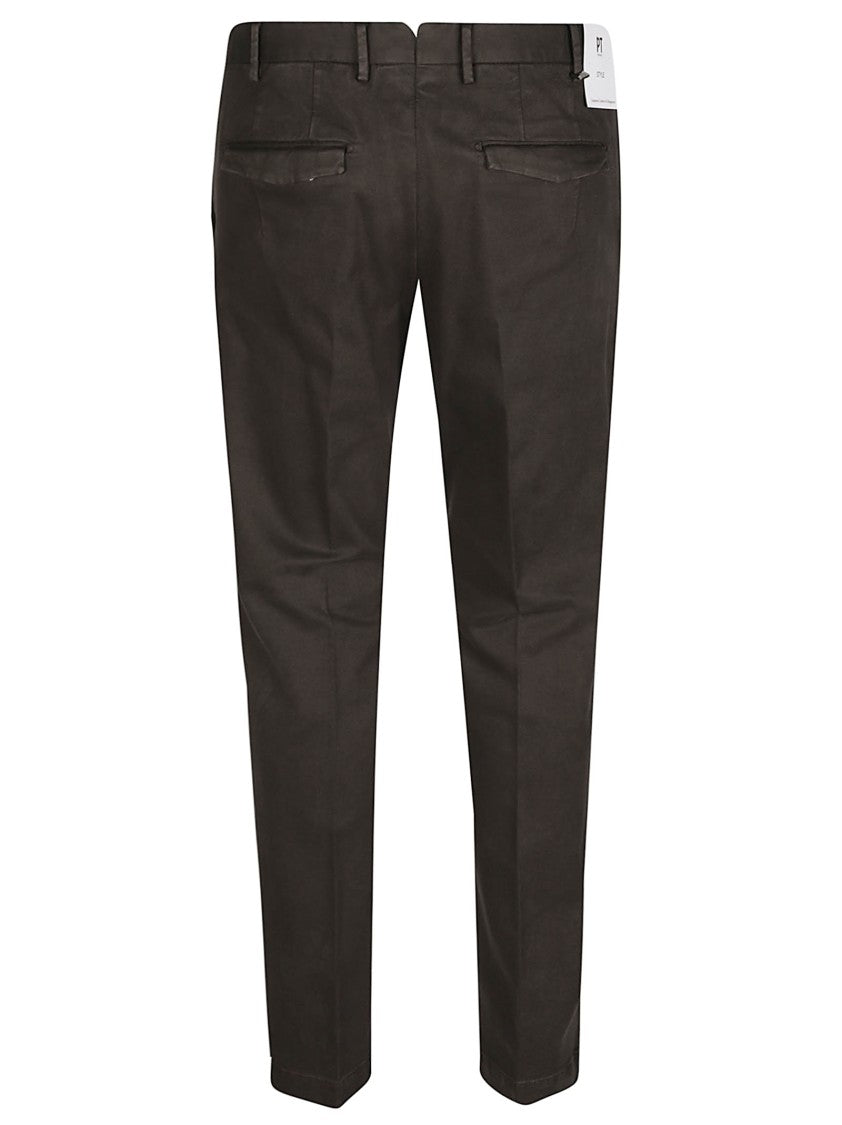 Pt Torino Master Tailored Brown Pleated Cotton Pants