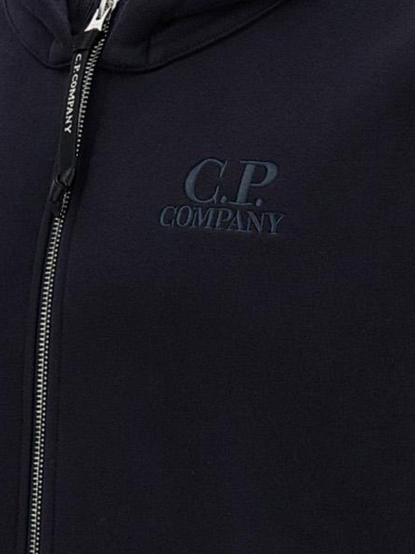 C.P. Company Front Zip Cotton Hoodie With Signature Logo