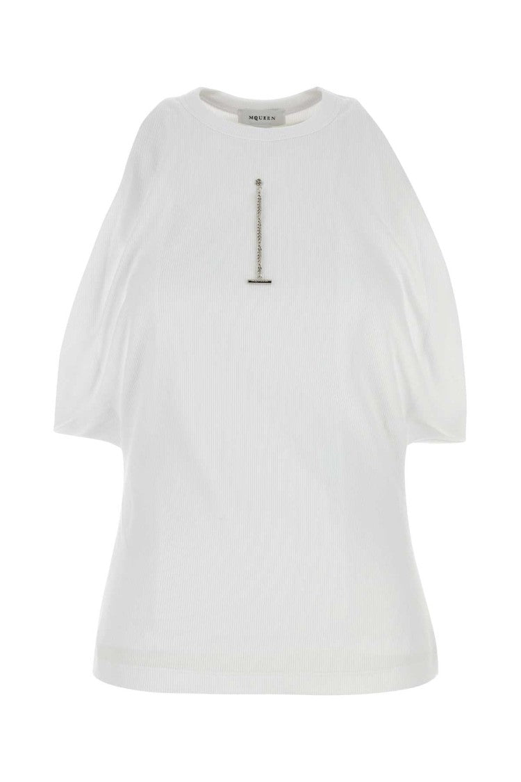 Alexander Mcqueen White Stretch Cotton Top