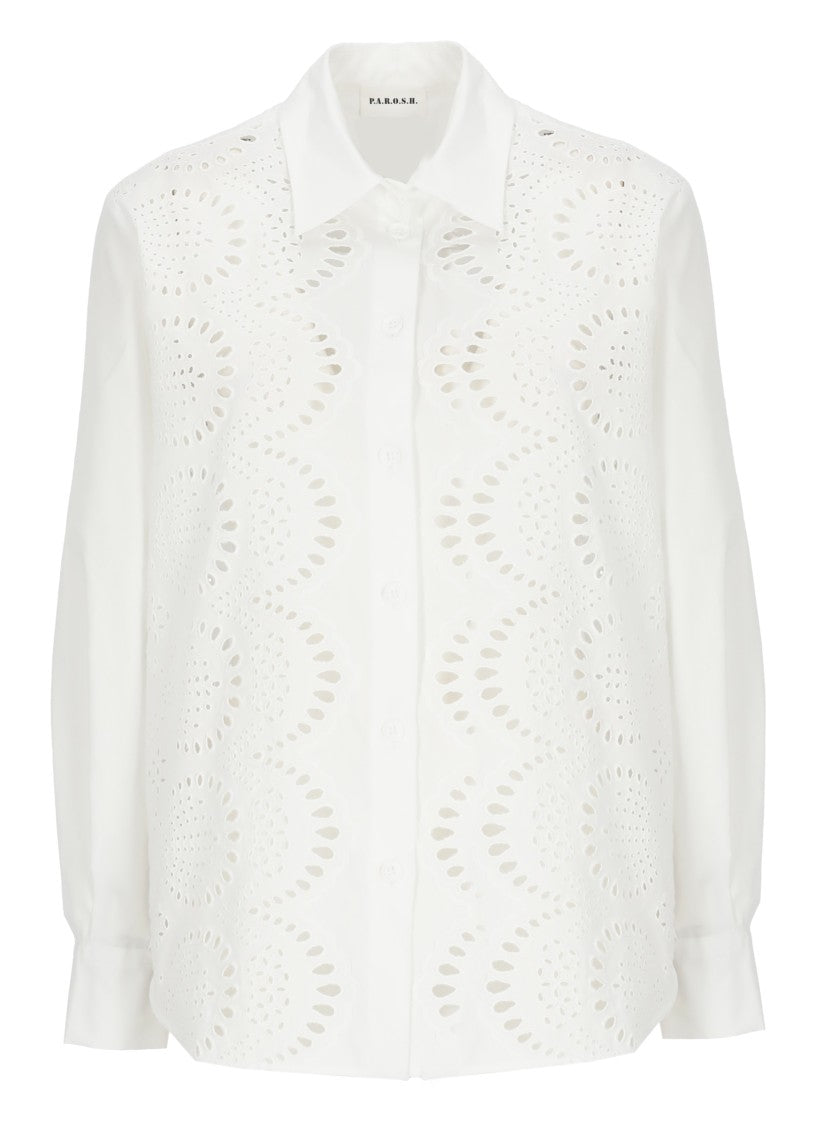 Parosh White Cannes Lace Cotton Shirt