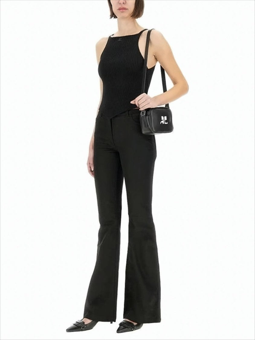 Courrèges Black Straight Pants With Soft Stretch Fabric