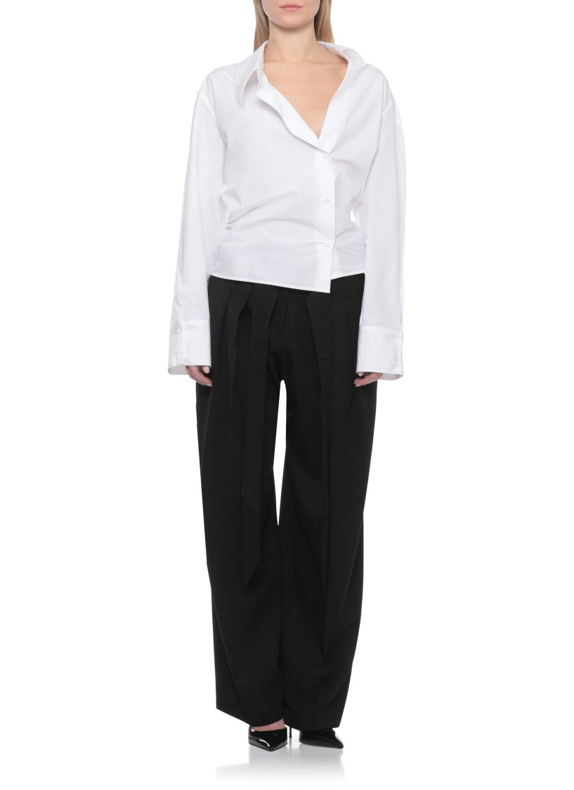 The Attico White Asymmetric Oversize Cotton Shirt