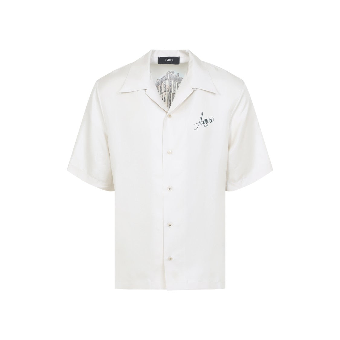 Amiri Hotel Bowling White Silk Shirt