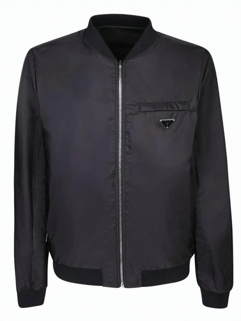 Prada Smooth Lambskin Bomber Jacket With Reversible Design