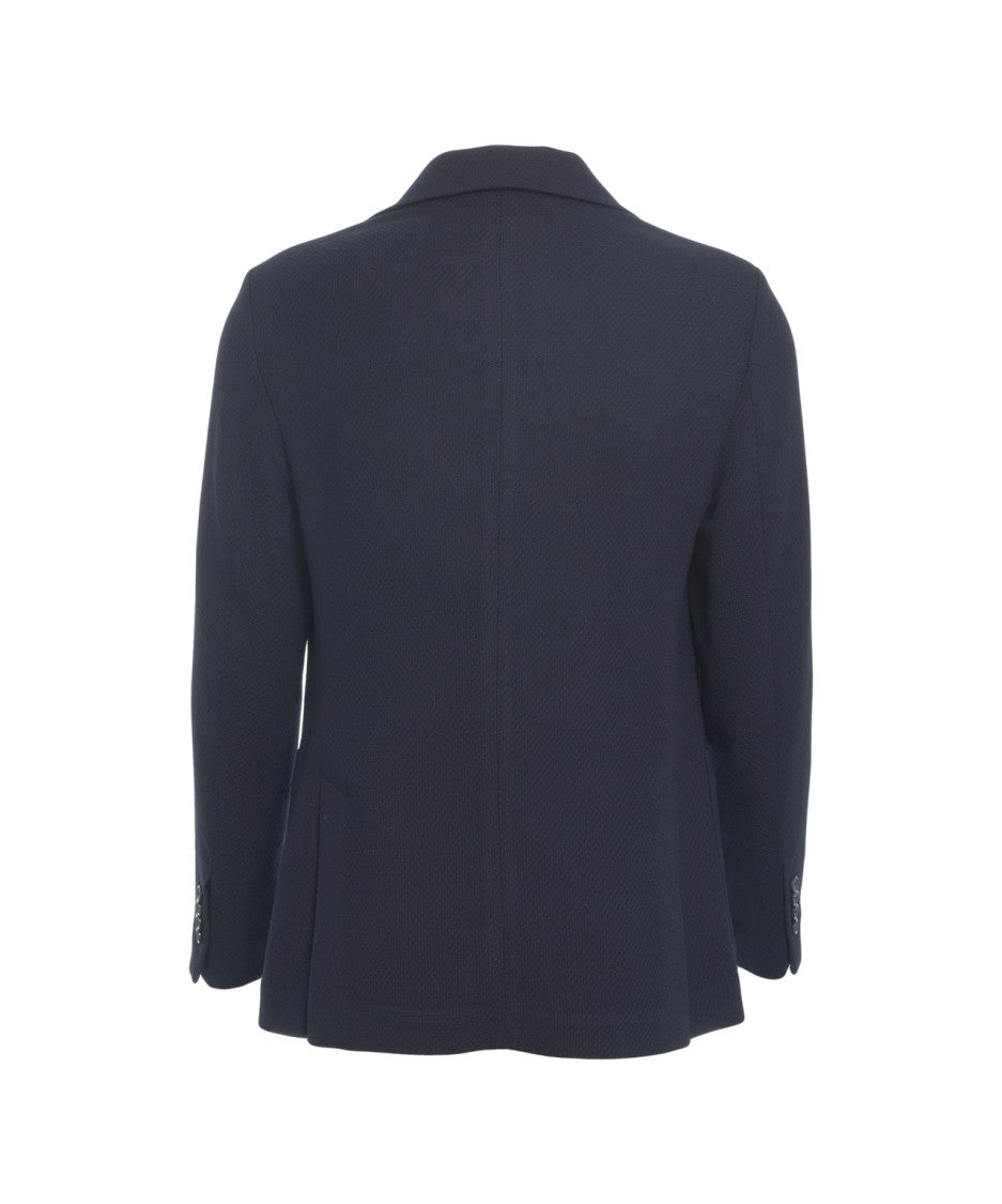 Circolo 1901 Single-Breasted Knit Texture Blazer With Applied Pockets