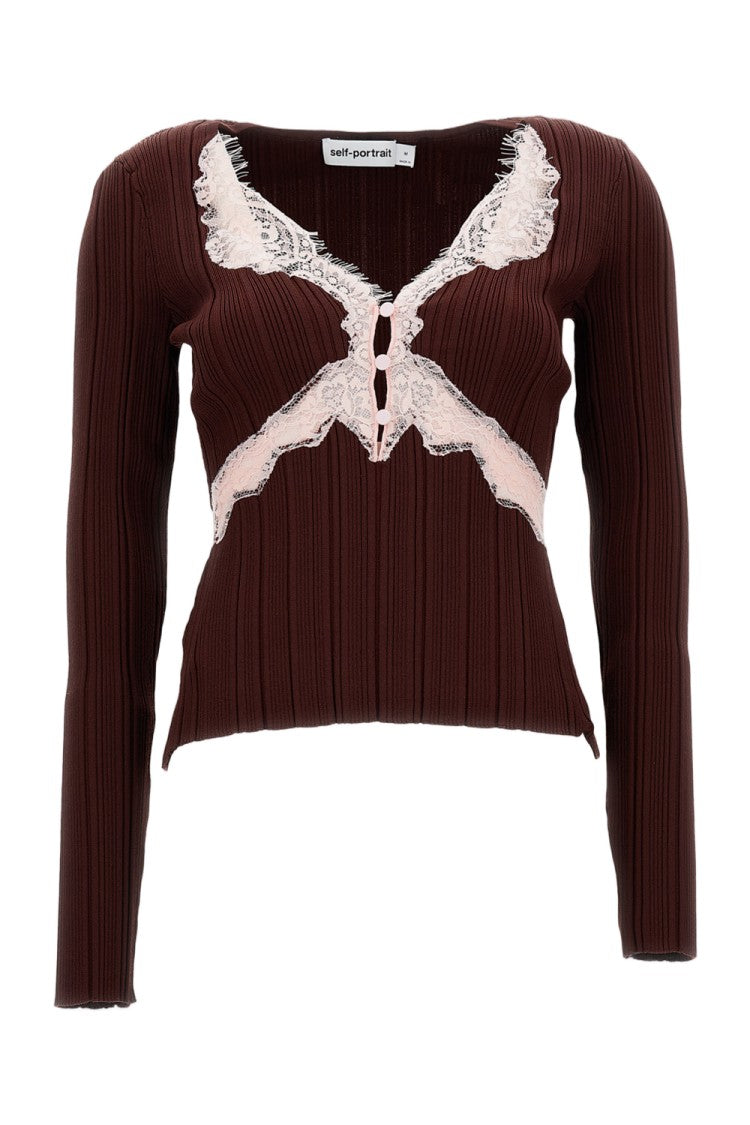 Self-Portrait Lace Knit Top