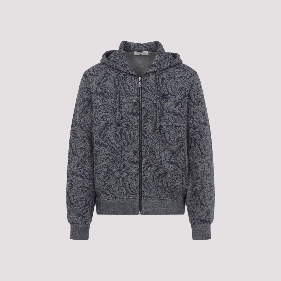 Etro Blue Zipped Hoodie With Welt Pockets
