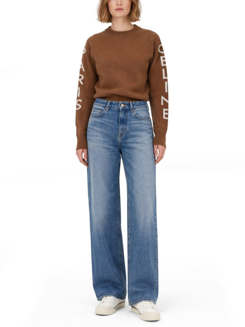 Celine Wool And Cashmere Blend Sweater With Logo Accents